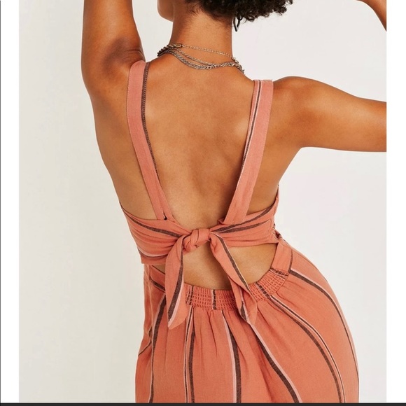 Urban Outfitters UO Ashley Striped long romper jumpsuit small p open back NWOT - Picture 3 of 15